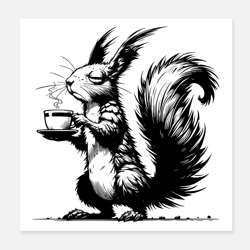 Kleines Hörnchen, große Tasse Eichhörnchen Koffein Poster 20x20 cm