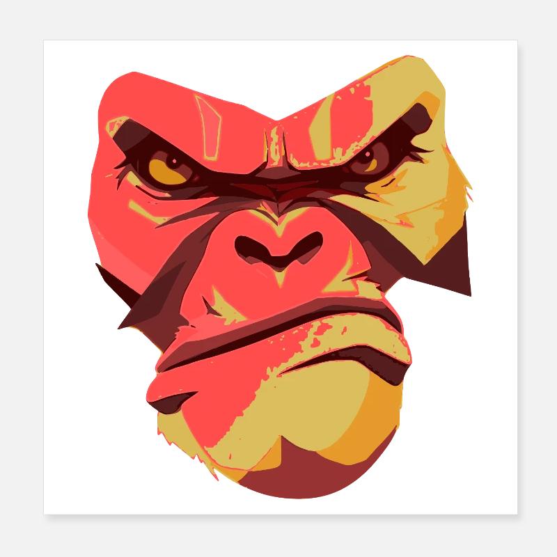 Gorilla Power Back Design Poster 20x20 cm