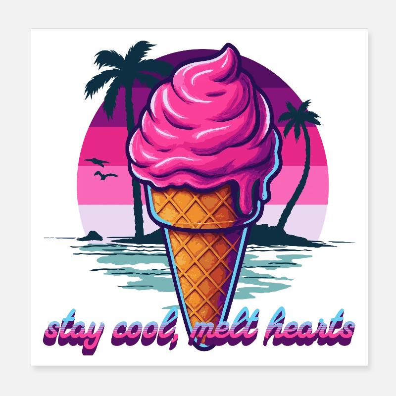 Crème glacée rose coucher de soleil Design Poster 20 x 20 cm