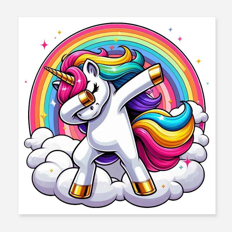Dabbing Einhorn Regenbogen Unicorn Kinder Poster 20x20 cm