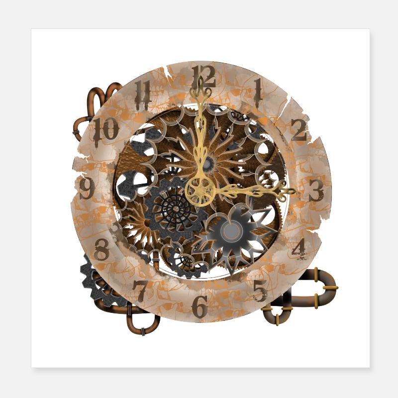 Montres Steampunk Poster 20 x 20 cm