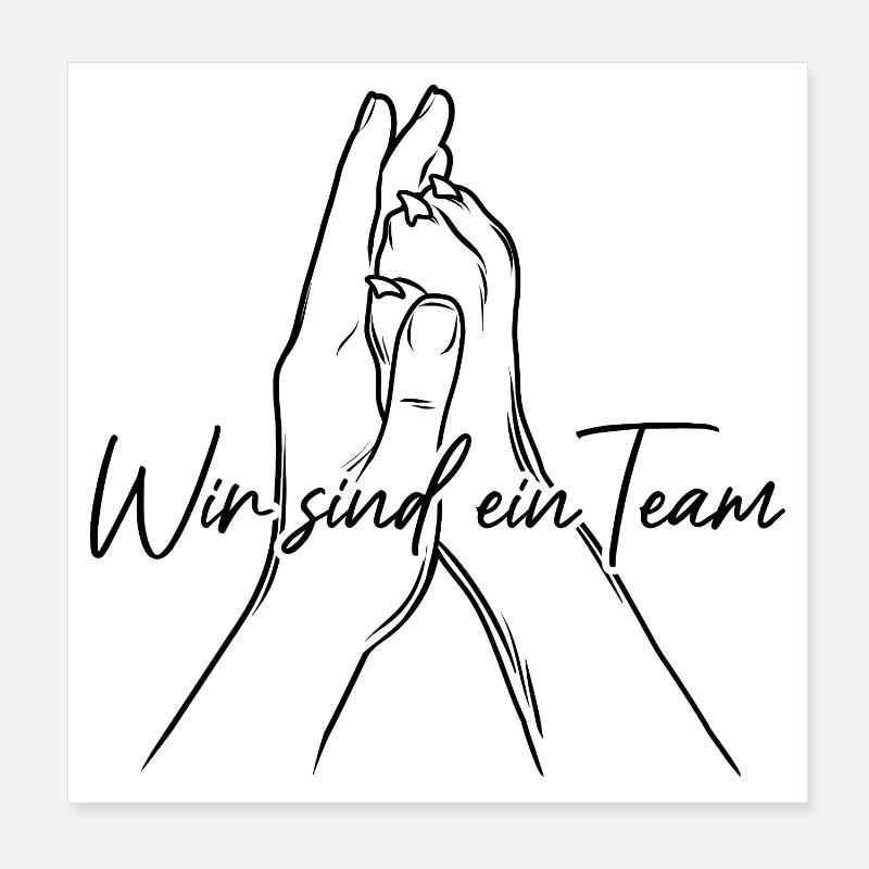 Hand + Hundepfote - High Five - Wir sind ein Team Poster 20x20 cm