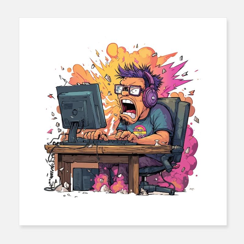 Gaming Rage Explosion – Joueur en mode Rage Poster 20 x 20 cm