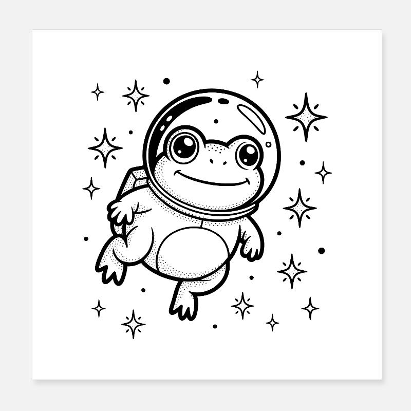 Frog in Space - Cool Astonomy Logo Poster 20x20 cm