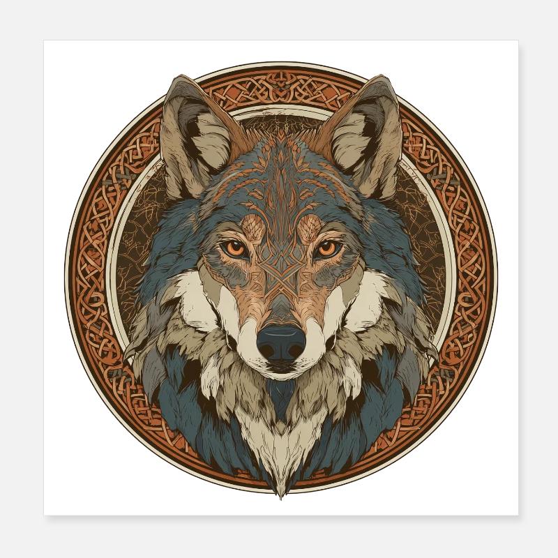Legendenhafter Wolf mit keltischem Muster Poster 20x20 cm