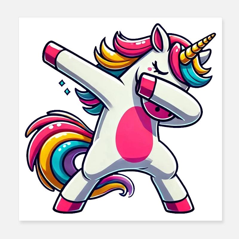 Dab Einhorn Dabbing Einhörner Unicorn Mädchen Poster 20x20 cm