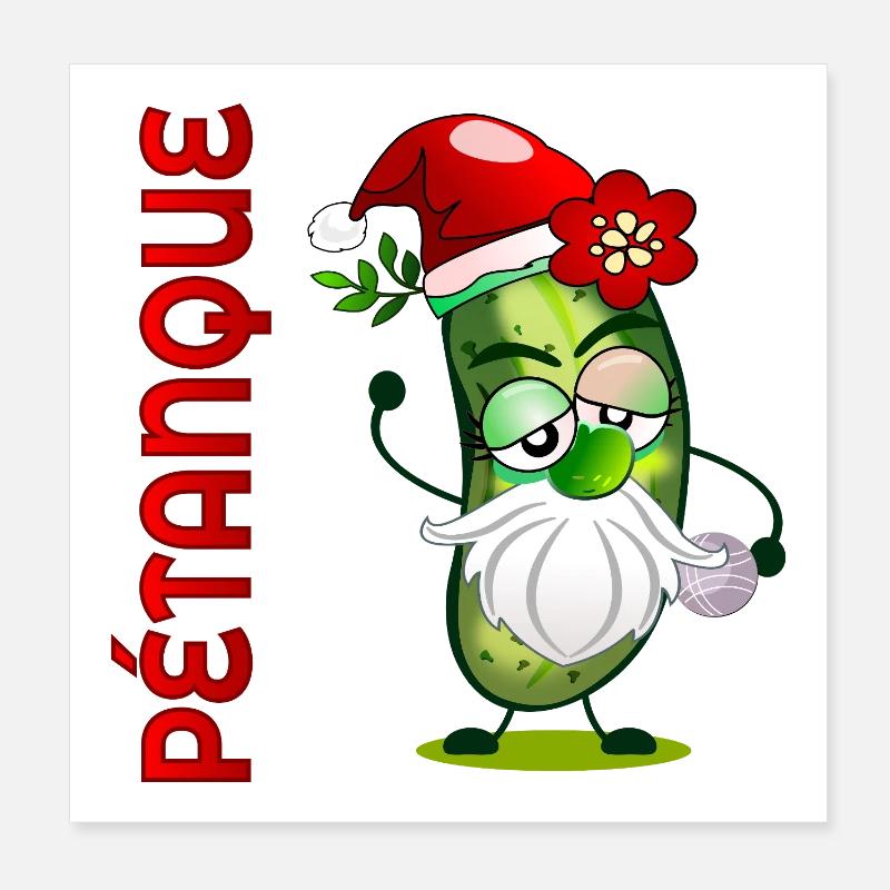 Noël pétanque Boule Cornichons Poster 20 x 20 cm