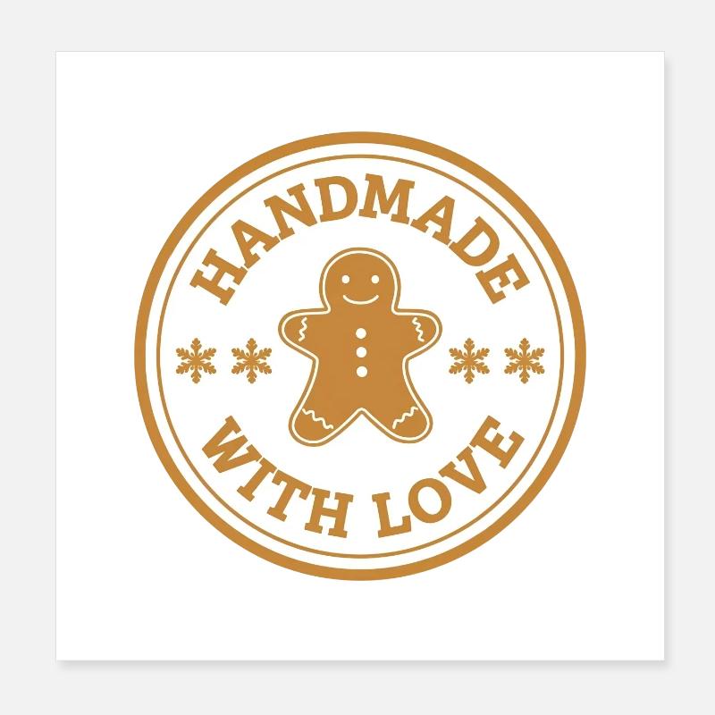 Gingerbread Emblem – Handmade with Love Poster 8" x 8" (20x20 cm)