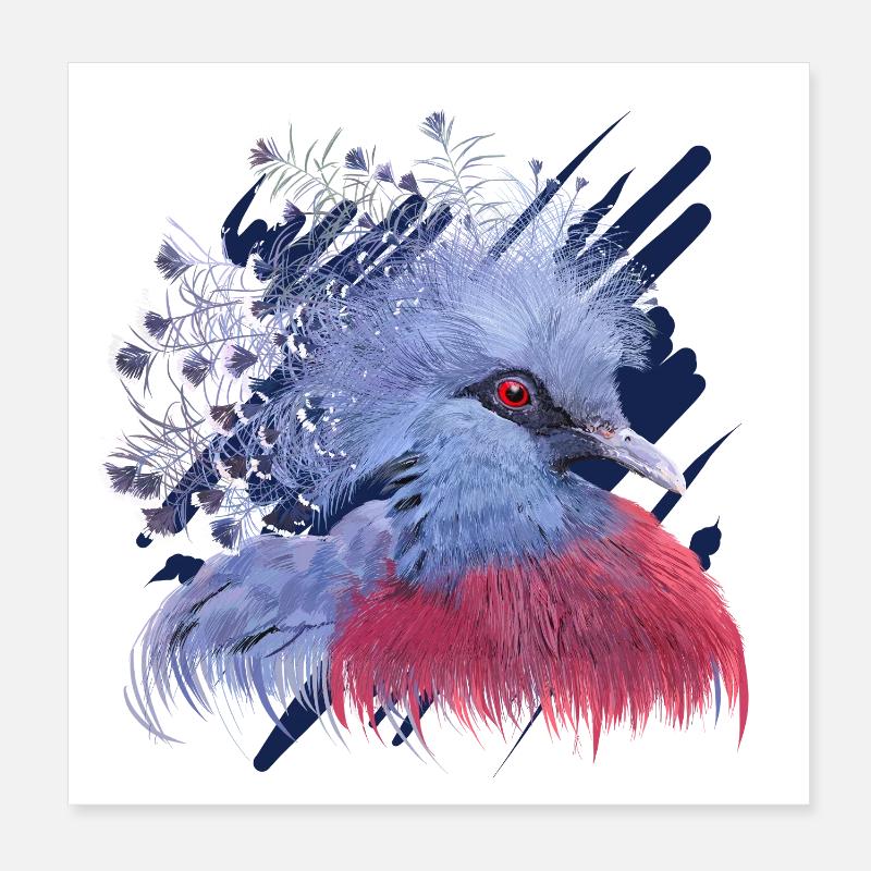Crowned Pigeon Poster 8" x 8" (20x20 cm)