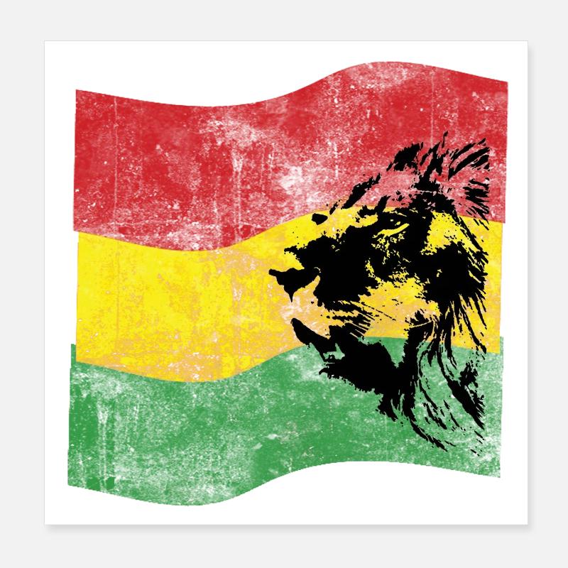 Lion Reggae avec drapeau Poster 20 x 20 cm