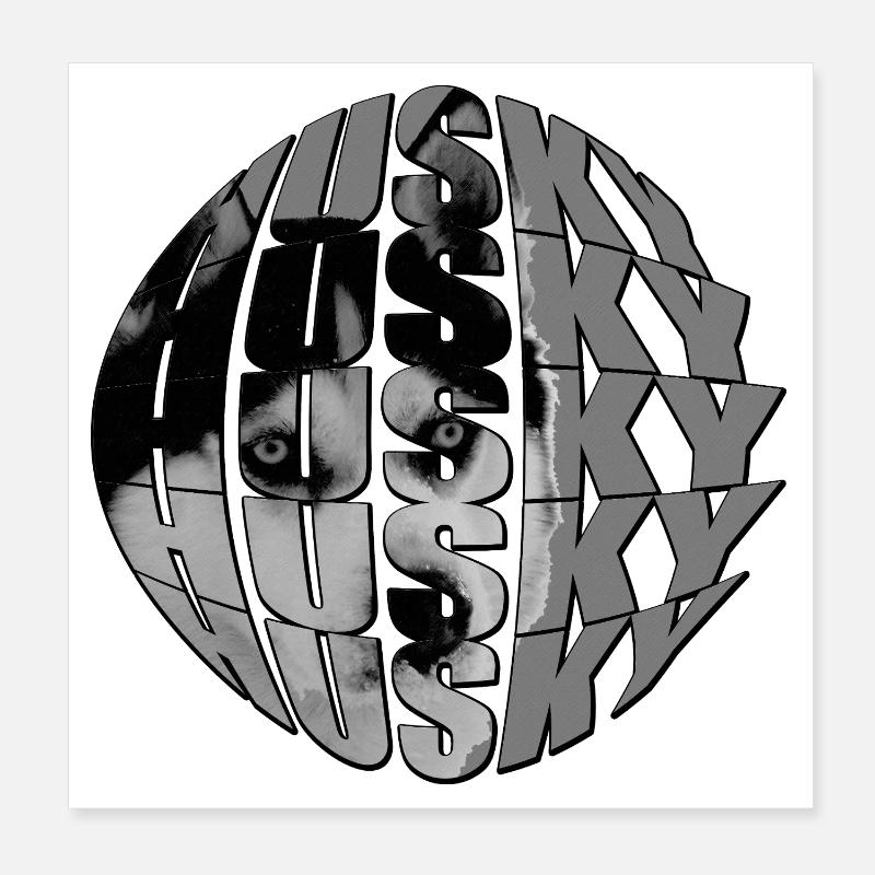 Visage de loup dans un design de globe Poster 20 x 20 cm