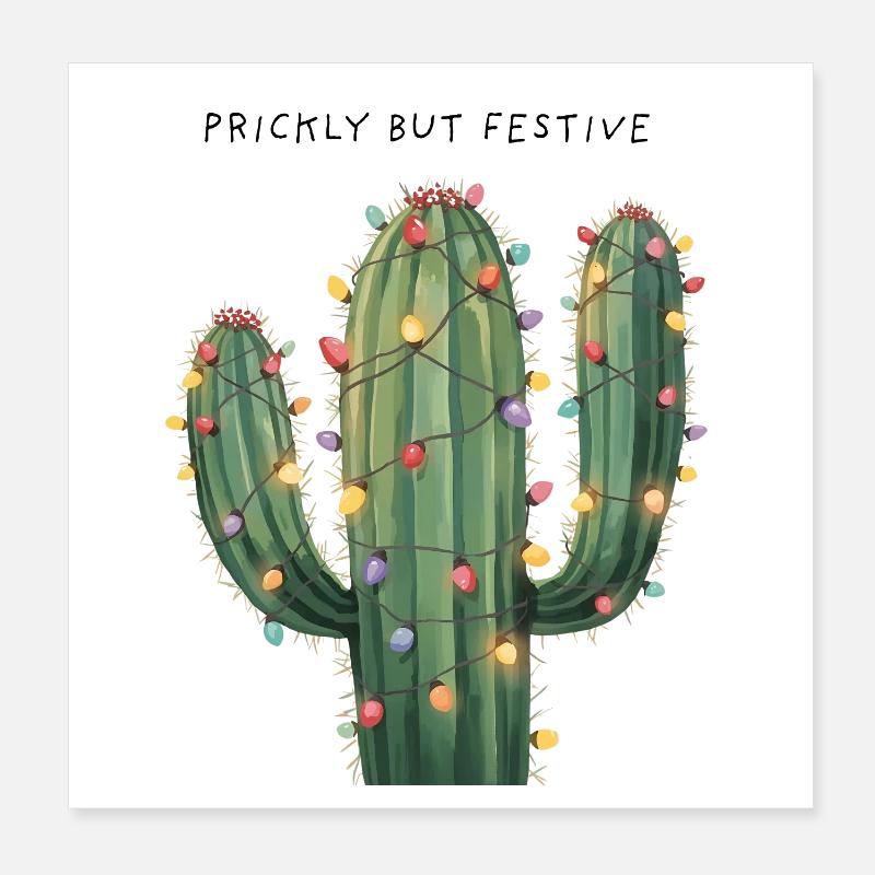 Großer Weihnachtskaktus – Prickly but Festive Poster 20x20 cm