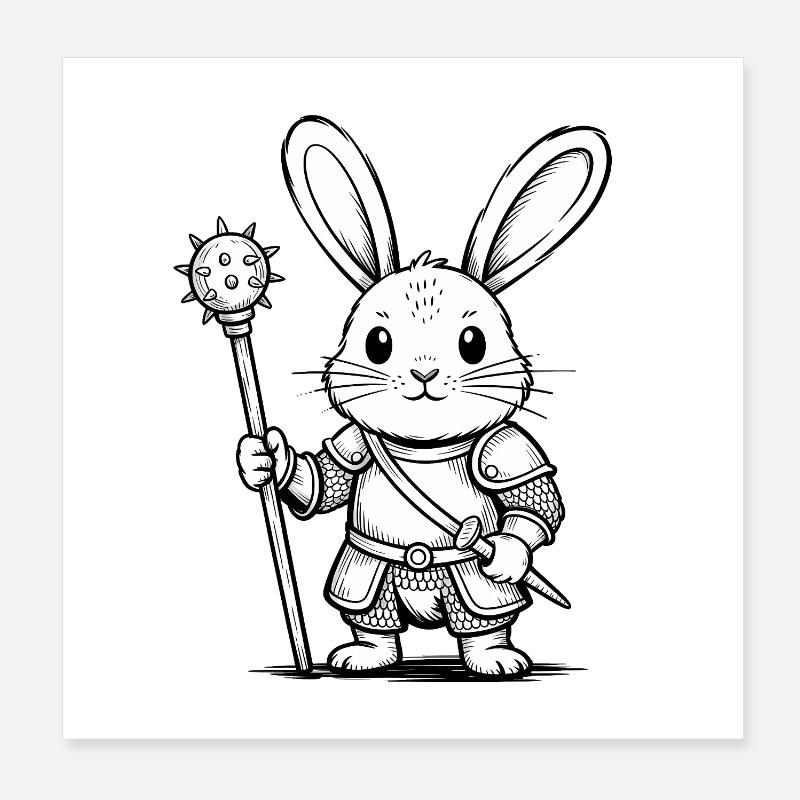 Rabbit Knight - Cool Rabbit Logo Poster 8" x 8" (20x20 cm)