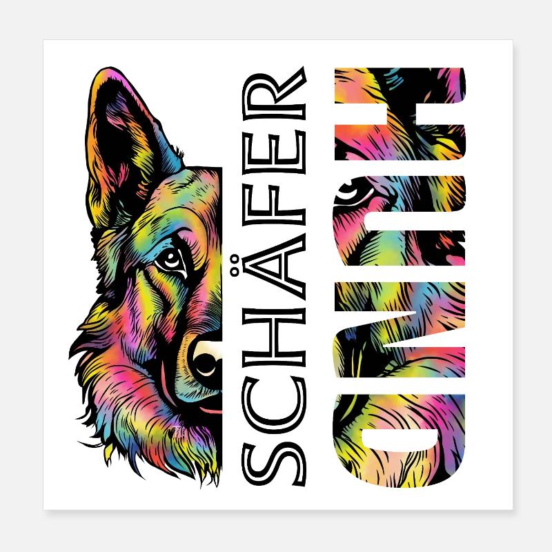 Colorful German Shepherd Poster 8" x 8" (20x20 cm)