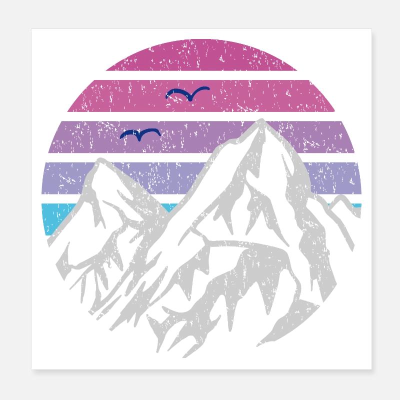 Mountains Retro Sun Poster 8" x 8" (20x20 cm)