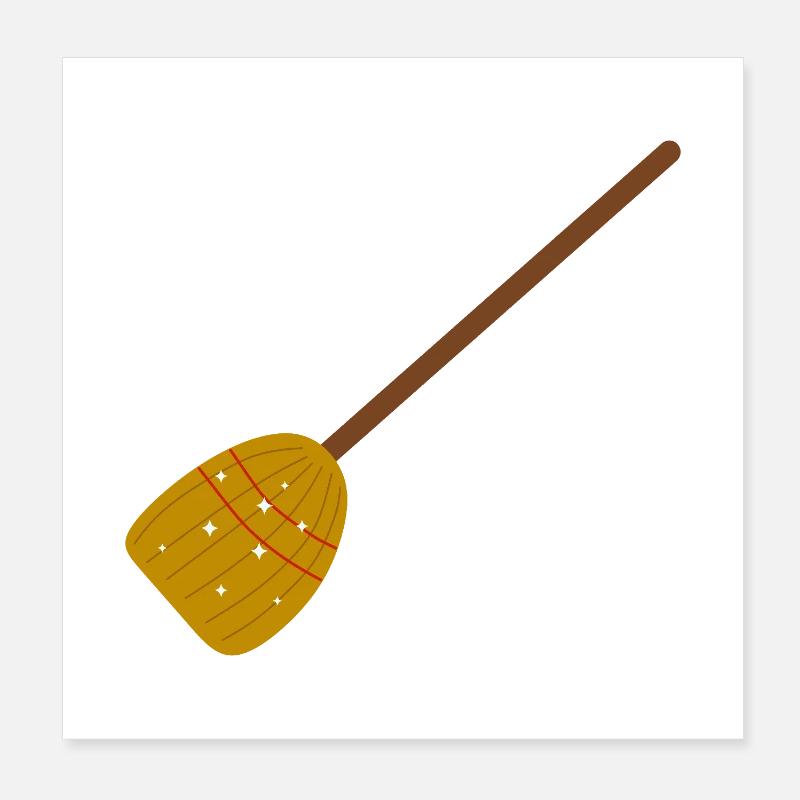 Starry Witch Broom in Autumn Colors Poster 8" x 8" (20x20 cm)