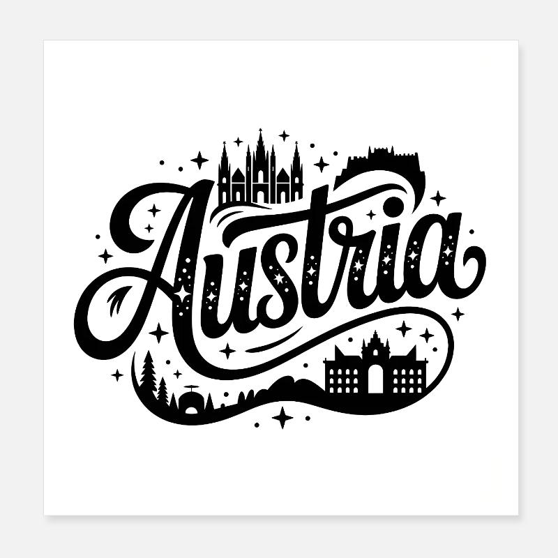 Austria - Souvenir Design Poster 8" x 8" (20x20 cm)