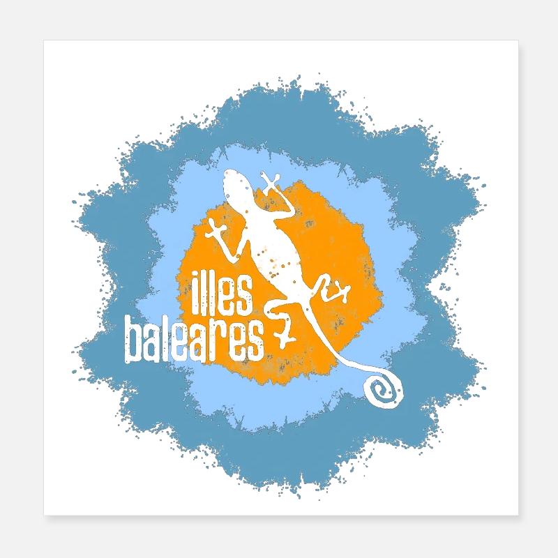 Lizard with island motif and text design Poster 8" x 8" (20x20 cm)