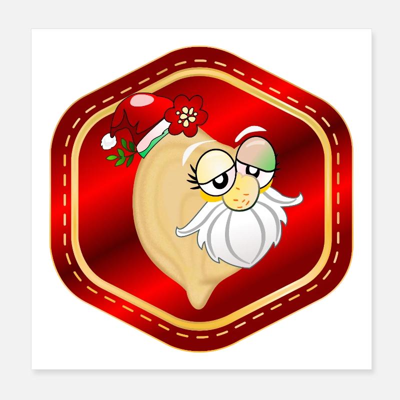 Funny Santa Christmas Chickpeas Poster 8" x 8" (20x20 cm)
