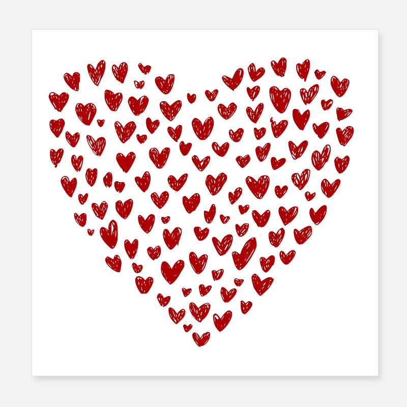 Herzkollektion: Liebe in Rot Poster 20x20 cm