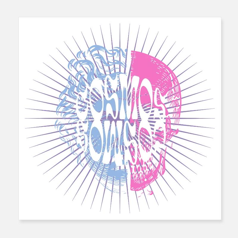 Conception typographique du crâne cosmique Poster 20 x 20 cm