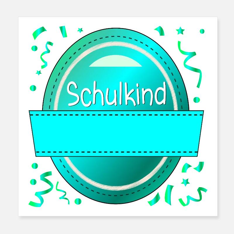 EINSCHULUNG SCHULKIND NAME SCHILD Poster 20x20 cm