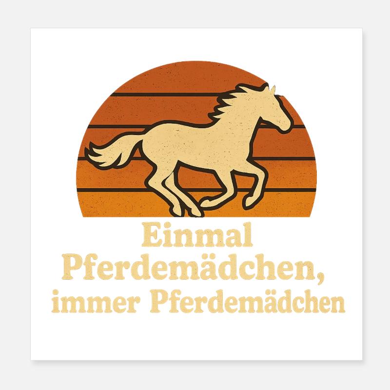 Lustiges Pferdemädchen mit Vintage-Glück - Poster 20x20 cm - Weiß