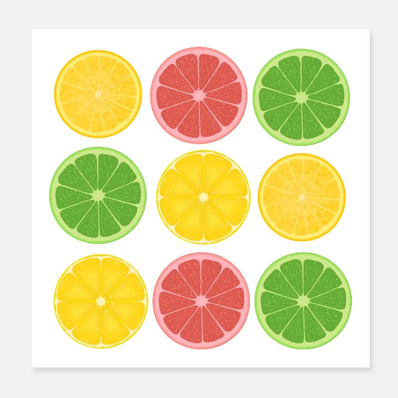 Frucht-Zitrus-Color-Blocking-Design Poster 20x20 cm