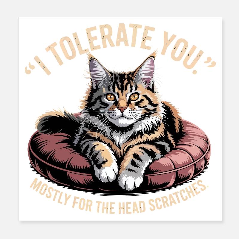 Head Scratch Cat Poster 8" x 8" (20x20 cm)