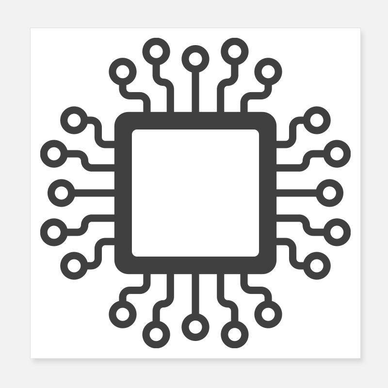 Microchip Circuit Icon Logo Poster 8" x 8" (20x20 cm)