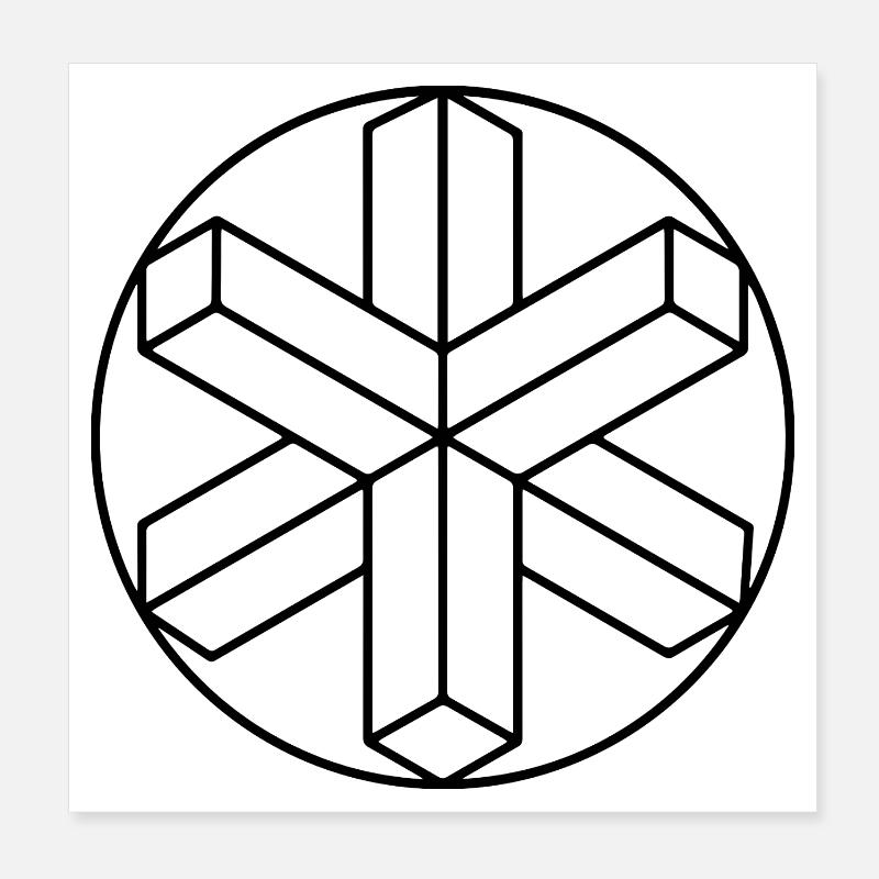 Geometric Snowflake Crop Circle Poster 8" x 8" (20x20 cm)
