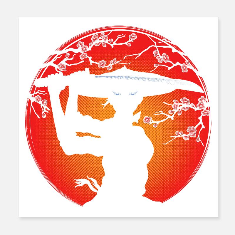 Samurai-Mädchen Poster 20x20 cm
