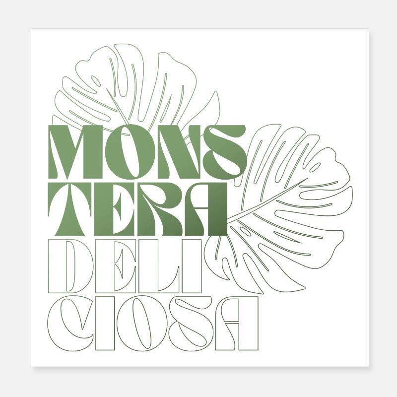 Monstera Leaf Botanical Design Poster 8" x 8" (20x20 cm)