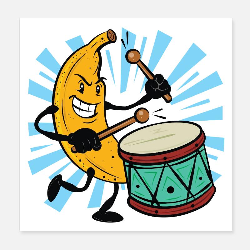 Banana Drummer Popping Drum Poster 20x20 cm