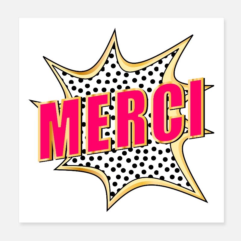 MERCI POP-ART Poster 20 x 20 cm
