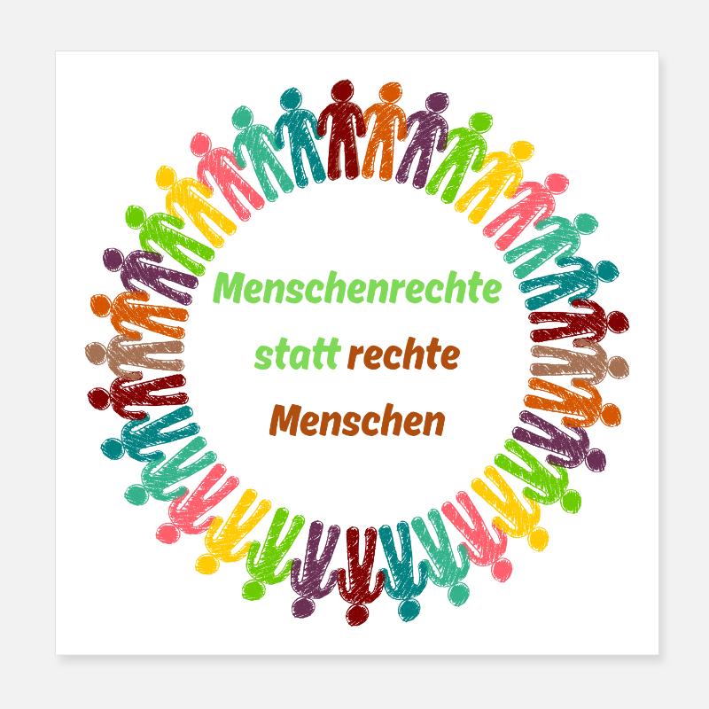 Menschenrechte statt rechte Menschen grün - Poster 20x20 cm - Weiß