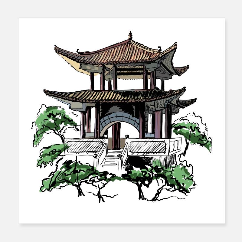 pagoda Poster 8" x 8" (20x20 cm)