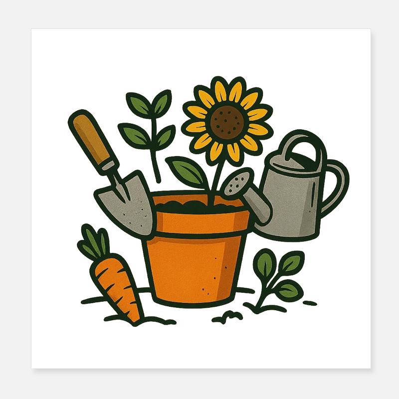 Blühender Garten mit Sonnenblume Poster 20x20 cm