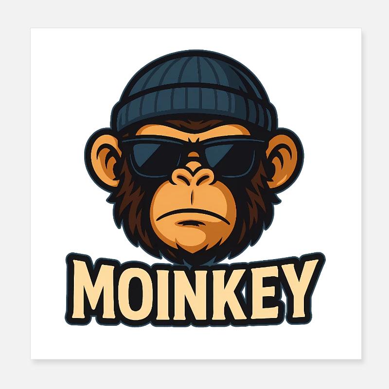 MOINKEY Monkey Design – Moin Hamburg Gift Idea Poster 8" x 8" (20x20 cm)