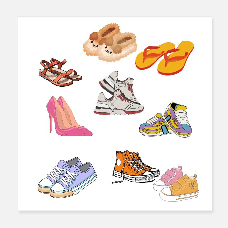 Cute Pastel Slipper and Sneaker Collection Poster 8" x 8" (20x20 cm)