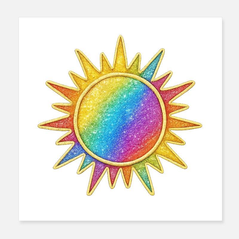 Lebendiges Regenbogen-Sunburst-Design Poster 20x20 cm