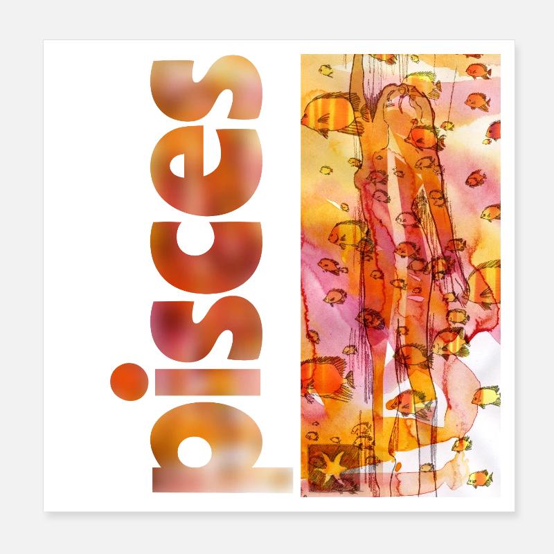 Signe du zodiaque Poissons Poster 20 x 20 cm