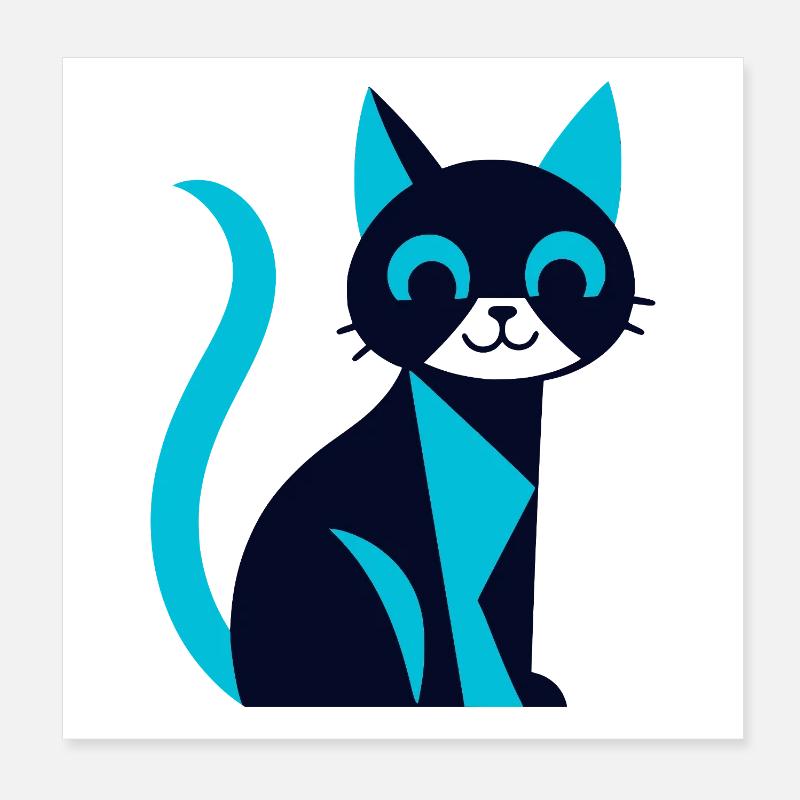 Chat noir-bleu avec effet aw Poster 20 x 20 cm