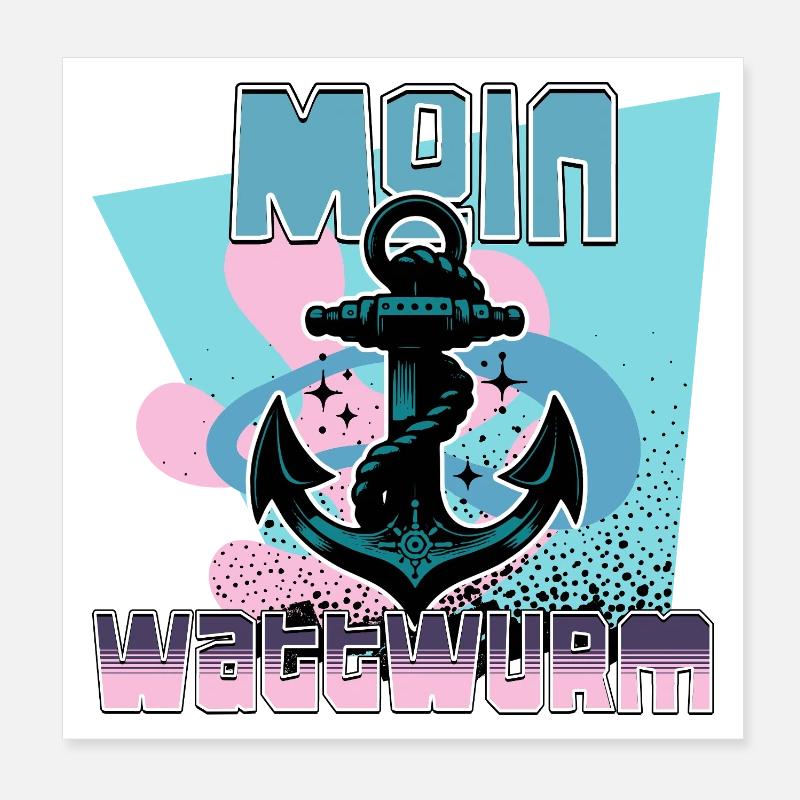 Ancre maritime avec conception de corde Poster 20 x 20 cm