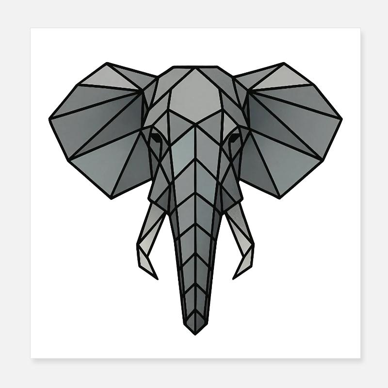 Geometric Elephant Art Poster 8" x 8" (20x20 cm)