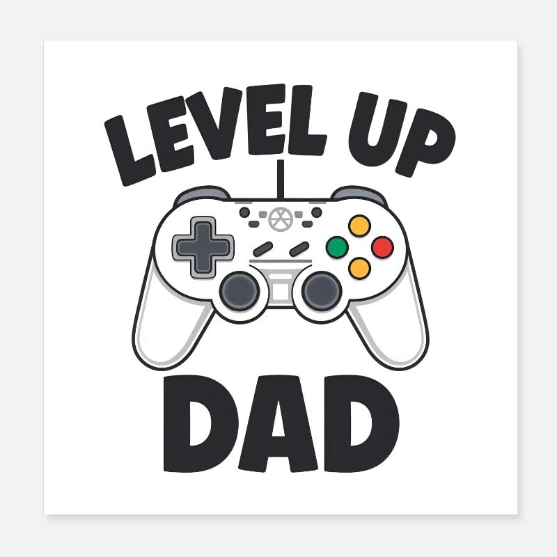 Level Up Dad – Cadeau de Noël pour gamer Poster 20 x 20 cm