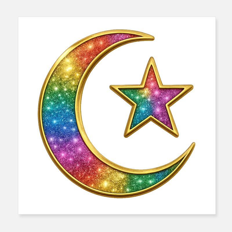Galaxy Moon and Star - Islamic Crescent Poster 8" x 8" (20x20 cm)