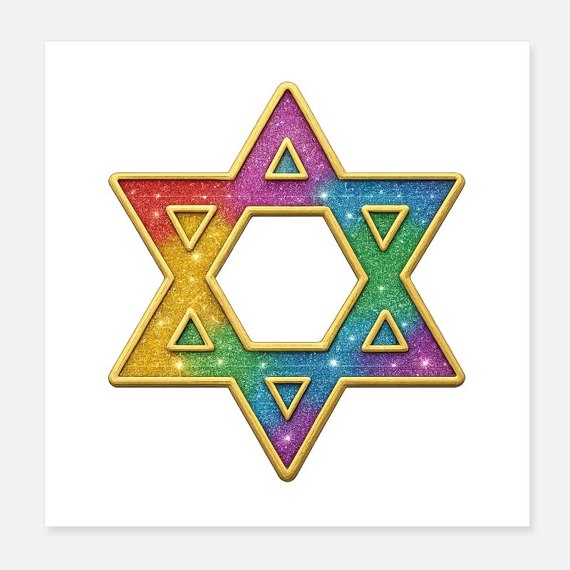 Regenbogen Stern Dekor Poster 20x20 cm