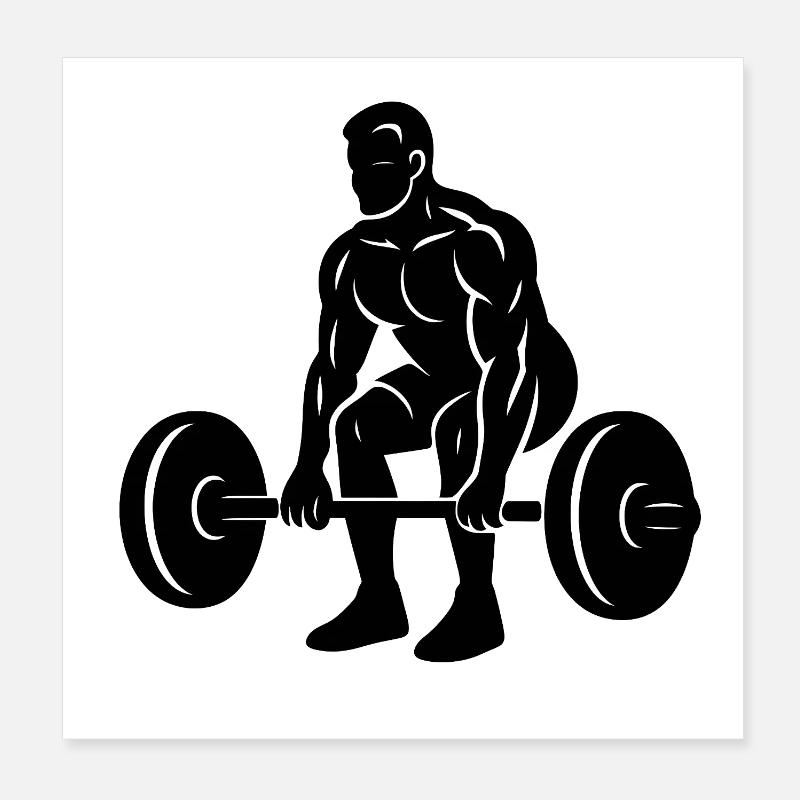 Kraftvoller Gewichtheber Silhouette - Poster 20x20 cm - Weiß