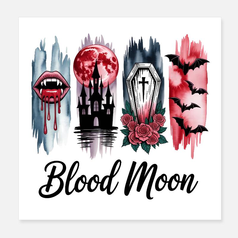 Lune de sang 4 PaneMotif gothique d’Halloween Poster 20 x 20 cm